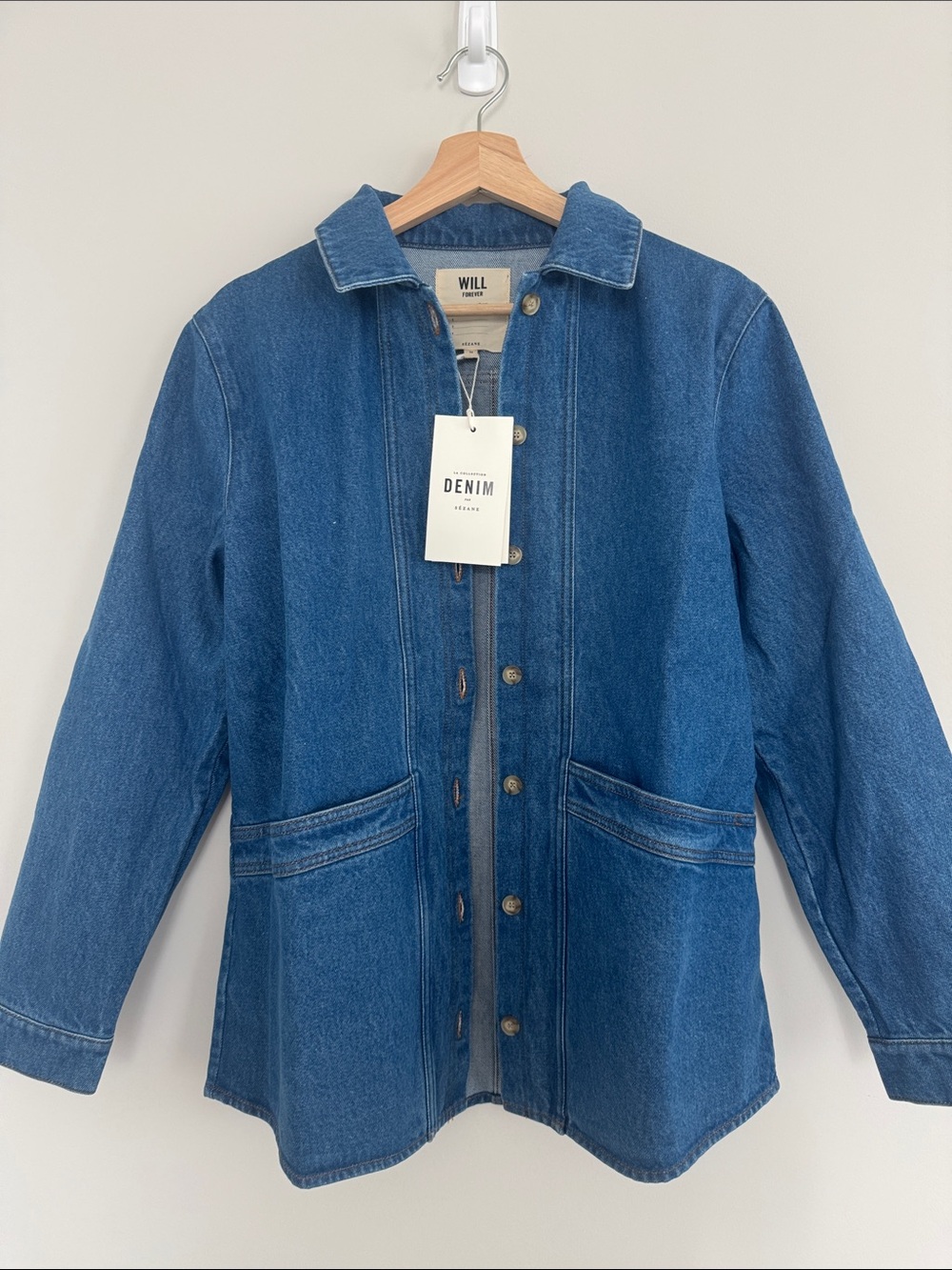 NWT Sezane Classic WILL Blue Denim Jacket - Picture 3 of 11